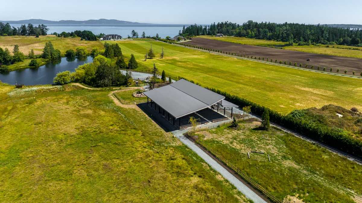 Custom riding arena in Saanichton, British Columbia.