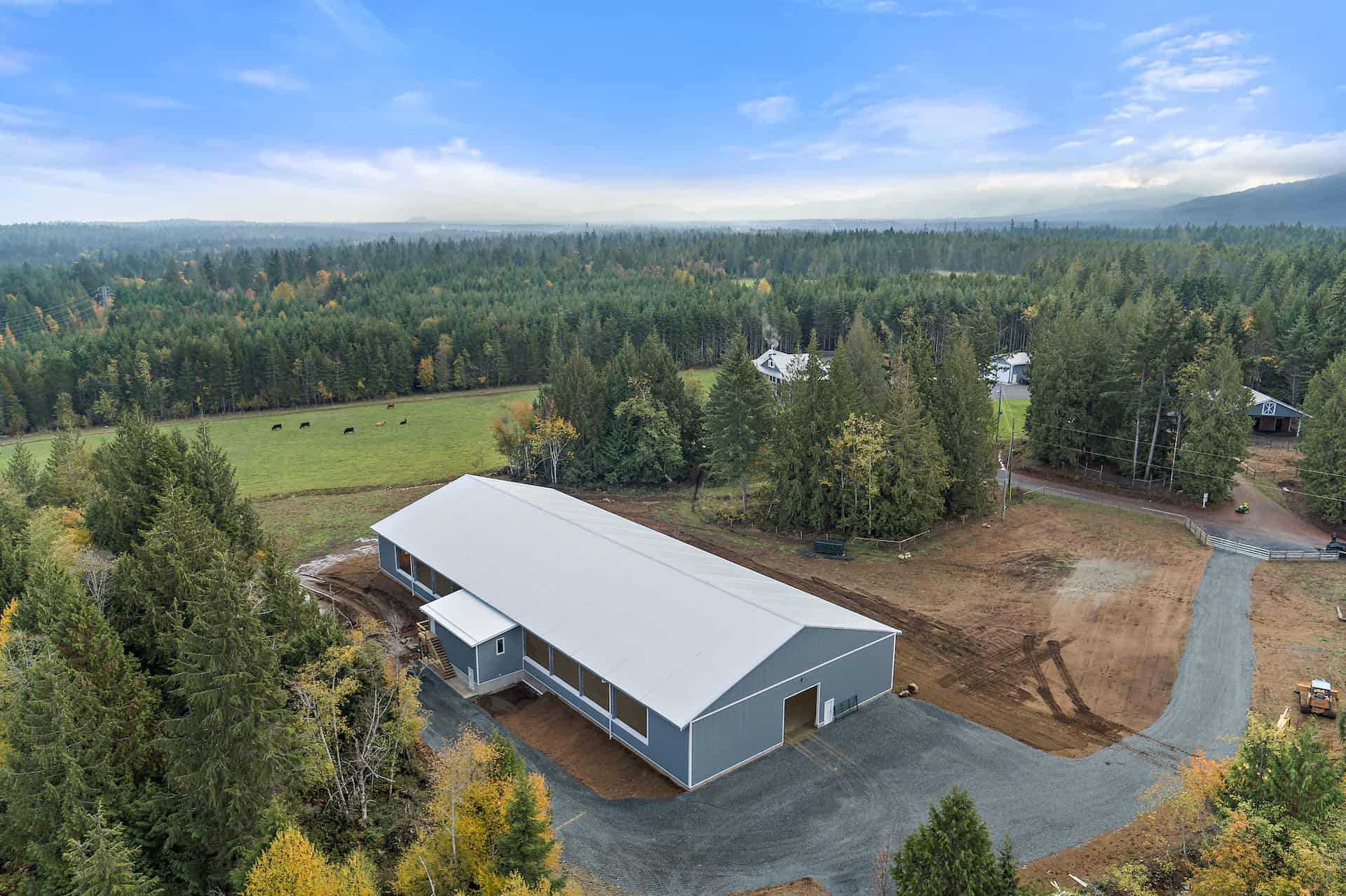 A fabric roof riding arena.